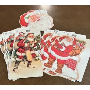 Vintage Eureka USA Santa Claus Christmas Paper Die Cut Decorations Lot of 11